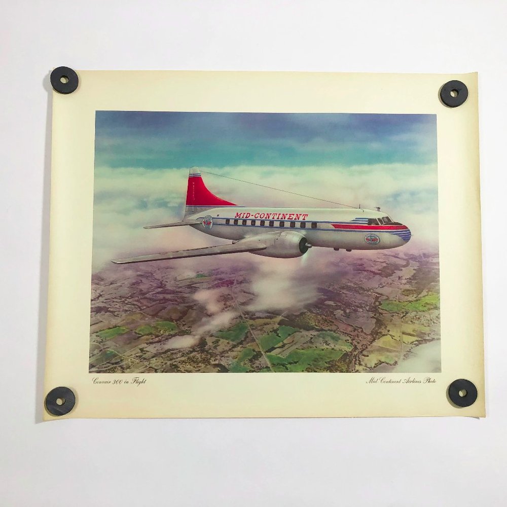 Mid-Continent Airlines Convair 300 in Flight Poster 16x20 inches